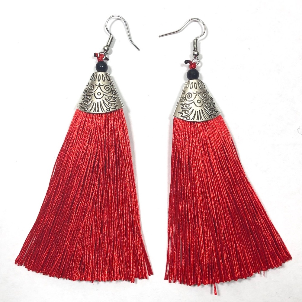 Orange Tassel Earring